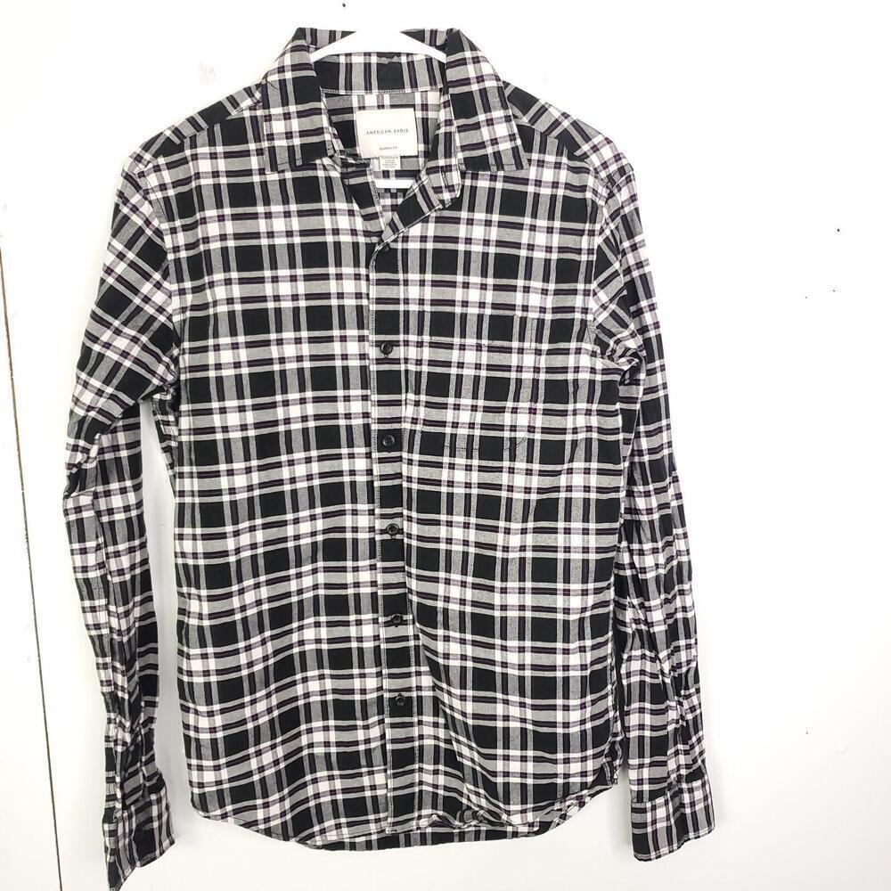American Eagle Shirt Mens XS Button Up Plaid Soft Flannel Classic Fit Cotton